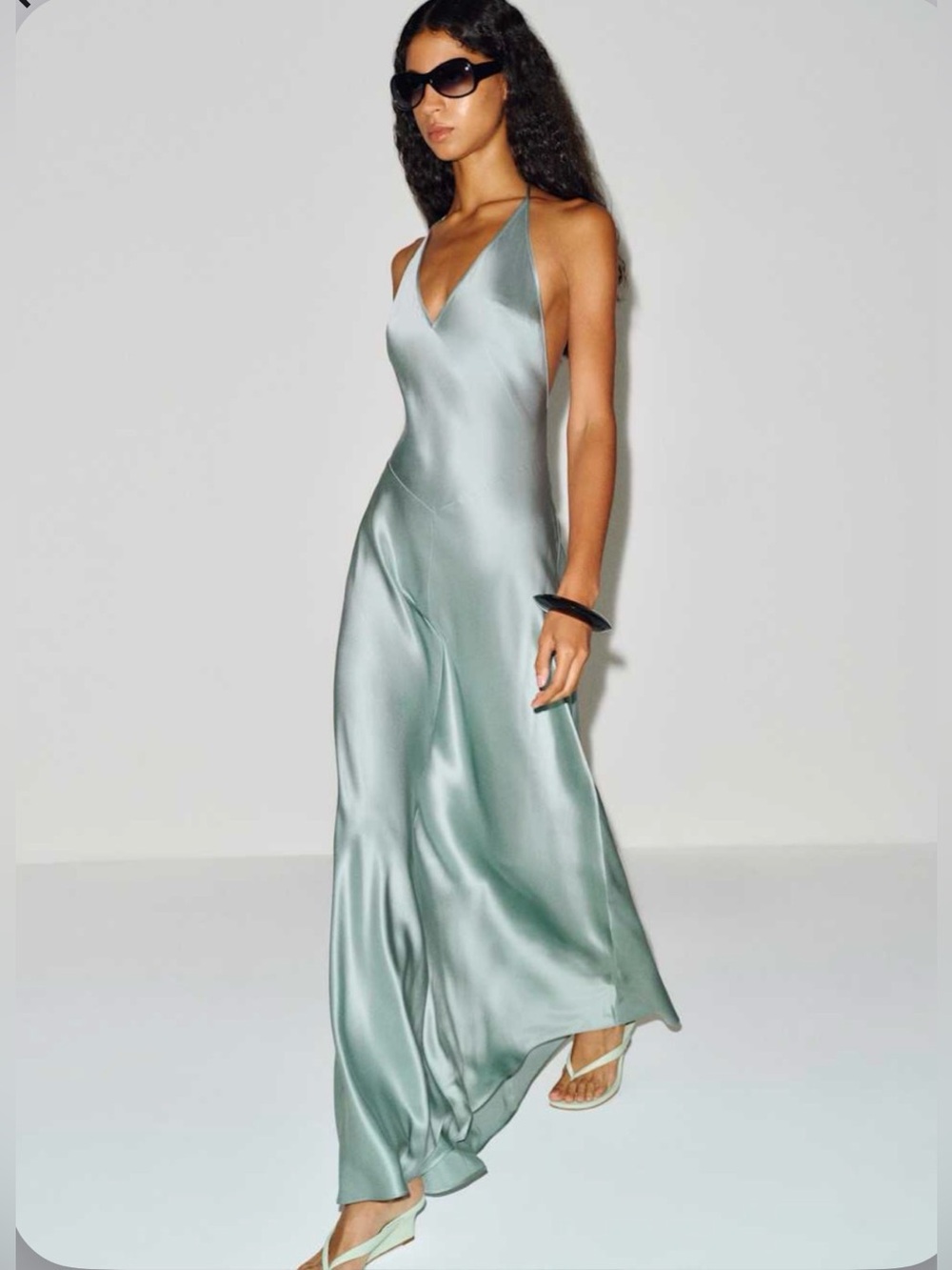 REFORMATION Lara Silk Dress in Aquamarine XS